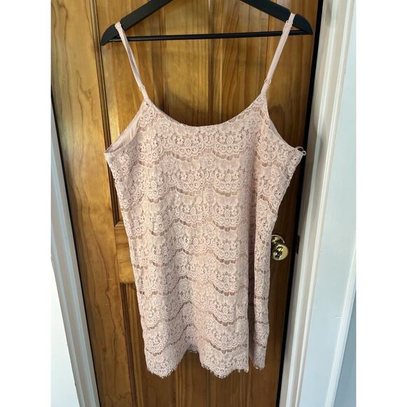 NWT Love Fire Mini Cami Beige Lace Dress SZ LG Coquette Romantic Concert Club - Picture 2 of 5